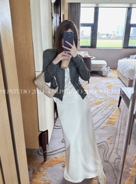 MLPSTUDIO cleanfit丝滑盈动 早春仙美仿醋酸流光缎面半身裙A字裙