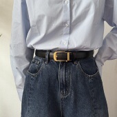 百搭女士真皮自动扣腰带免打孔时尚 简约牛仔裤 腰带高级感收腰皮带