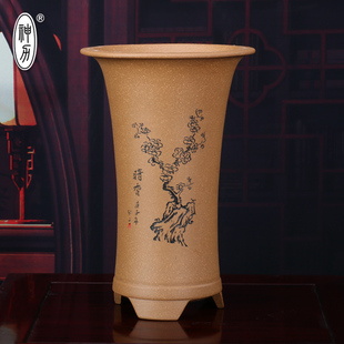 兰花盆 精品紫砂花盆 多肉紫砂花盆青段泥束腰兰花盆