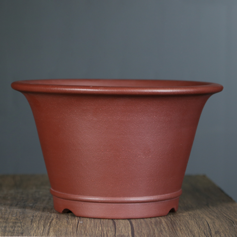 紫砂古典特大号枣红泥盆景盆