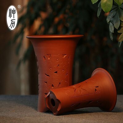 神力陶瓷宜兴紫砂花盆原矿手工园艺盆景精品梅兰盆古典花盆