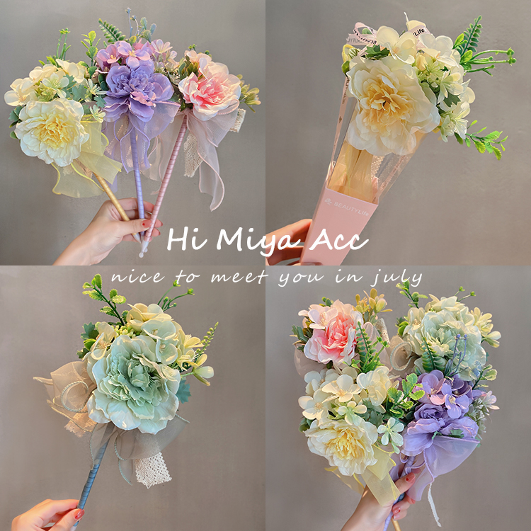 教师节礼物韩国花笔创意手工玫瑰花仿真鲜花签字笔花朵花束圆珠笔