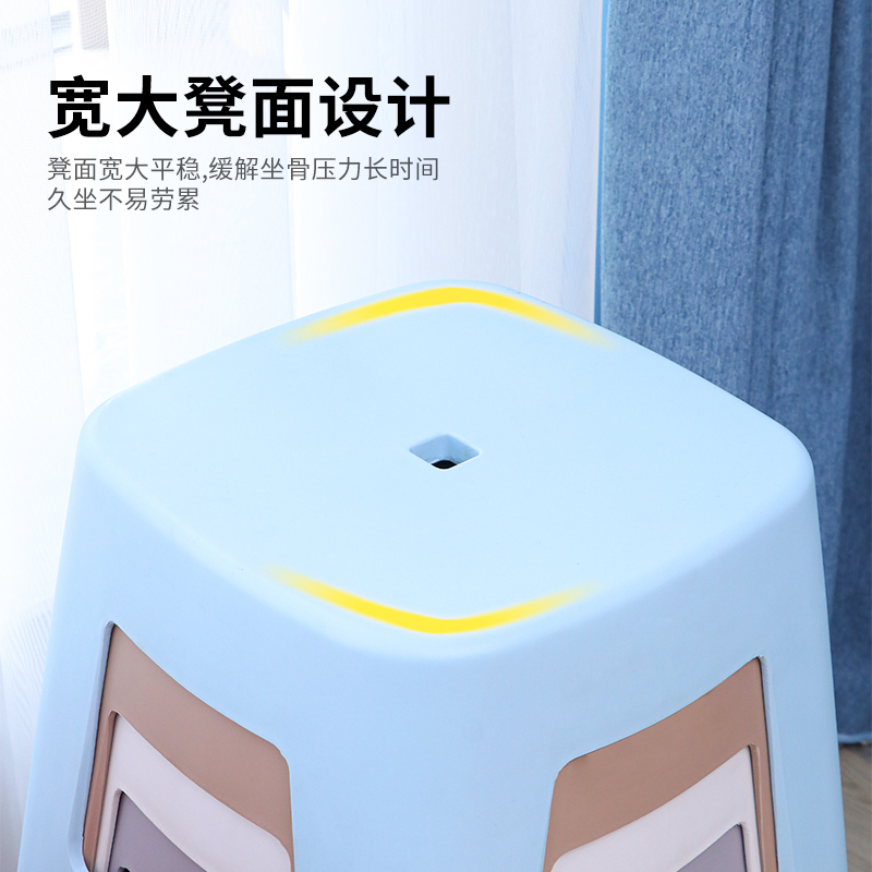 塑料凳子加厚家用简约餐桌椅子客厅大人结实板凳家居高凳熟胶48cm