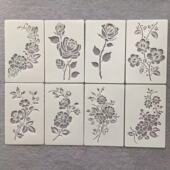 亚马逊跨境玫瑰花野花绘画模板春天艺术设计田园花朵绘画喷绘模板