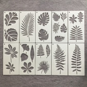 新款 植物树叶花朵镂空学生绘画春天模板喷涂刷墙图案雕刻模板