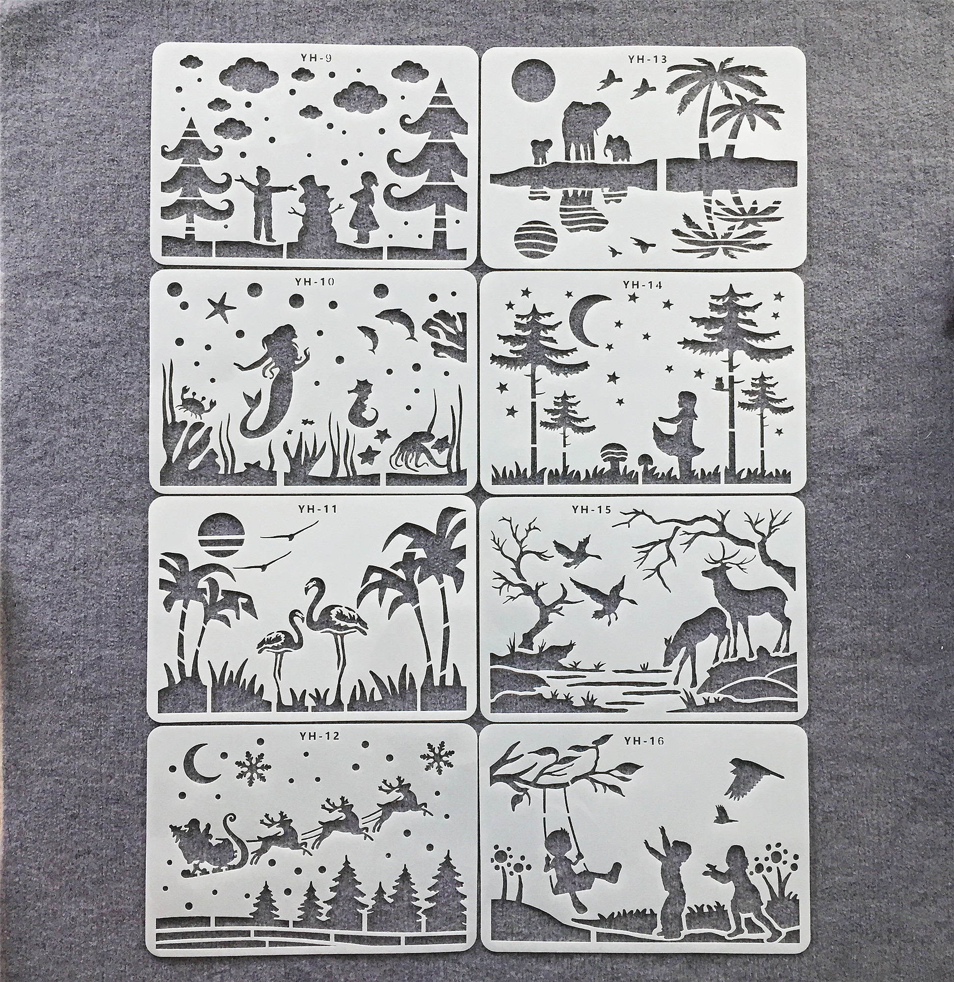 a4梦幻剪影绘画儿童模板创意油画丙烯画镂空临摹板水彩画画尺
