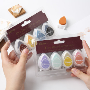 DIY水滴印台 橡皮章专用布纸艺手帐印泥 LD系列4色卡装水滴印台-