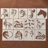 剪影马镂空学生手绘工具墙绘儿童绘画辅助卡通多款 镂空动物模板尺