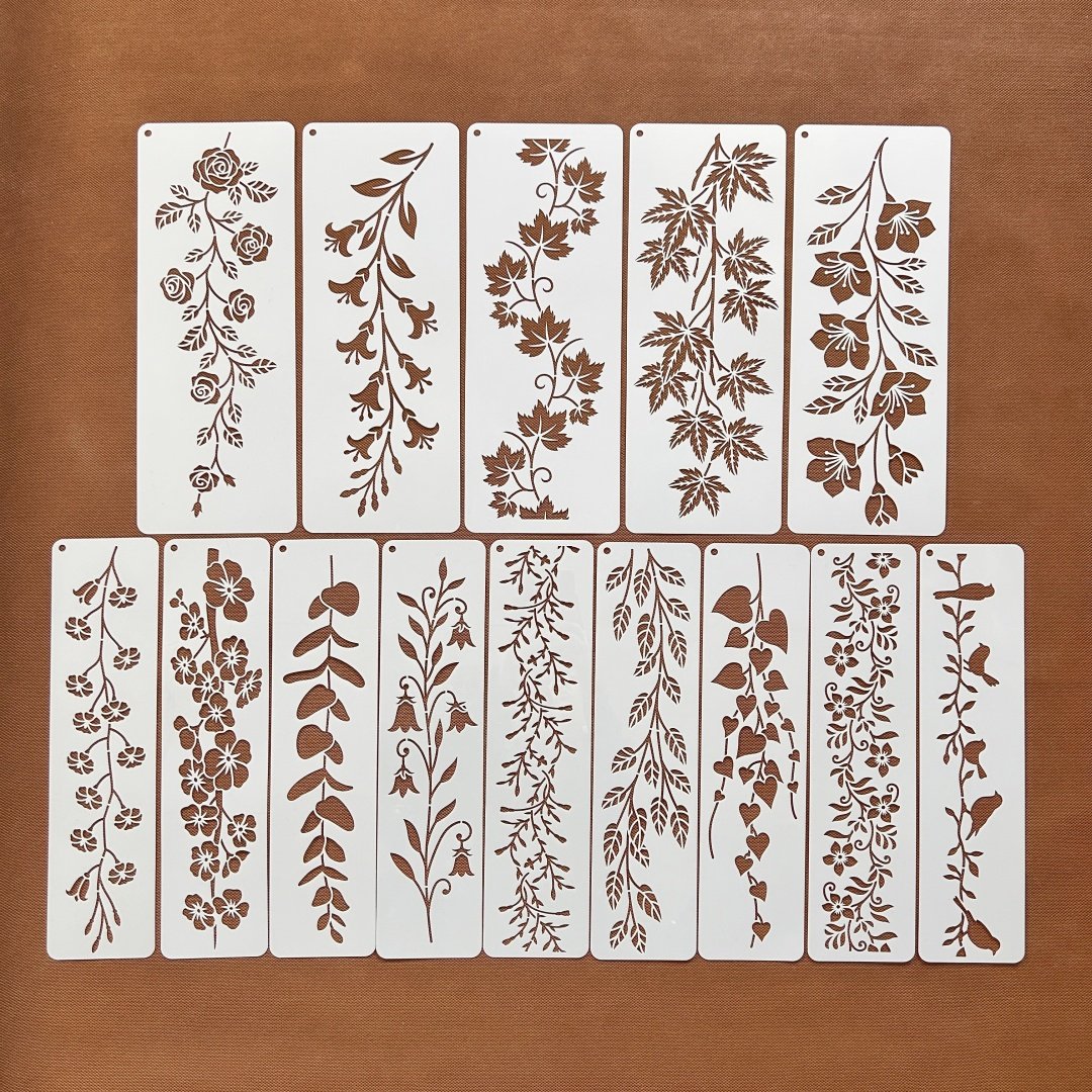藤蔓花卉叶子植物花卉手工印花图案塑料涂鸦彩绘镂空模板 - 实物图