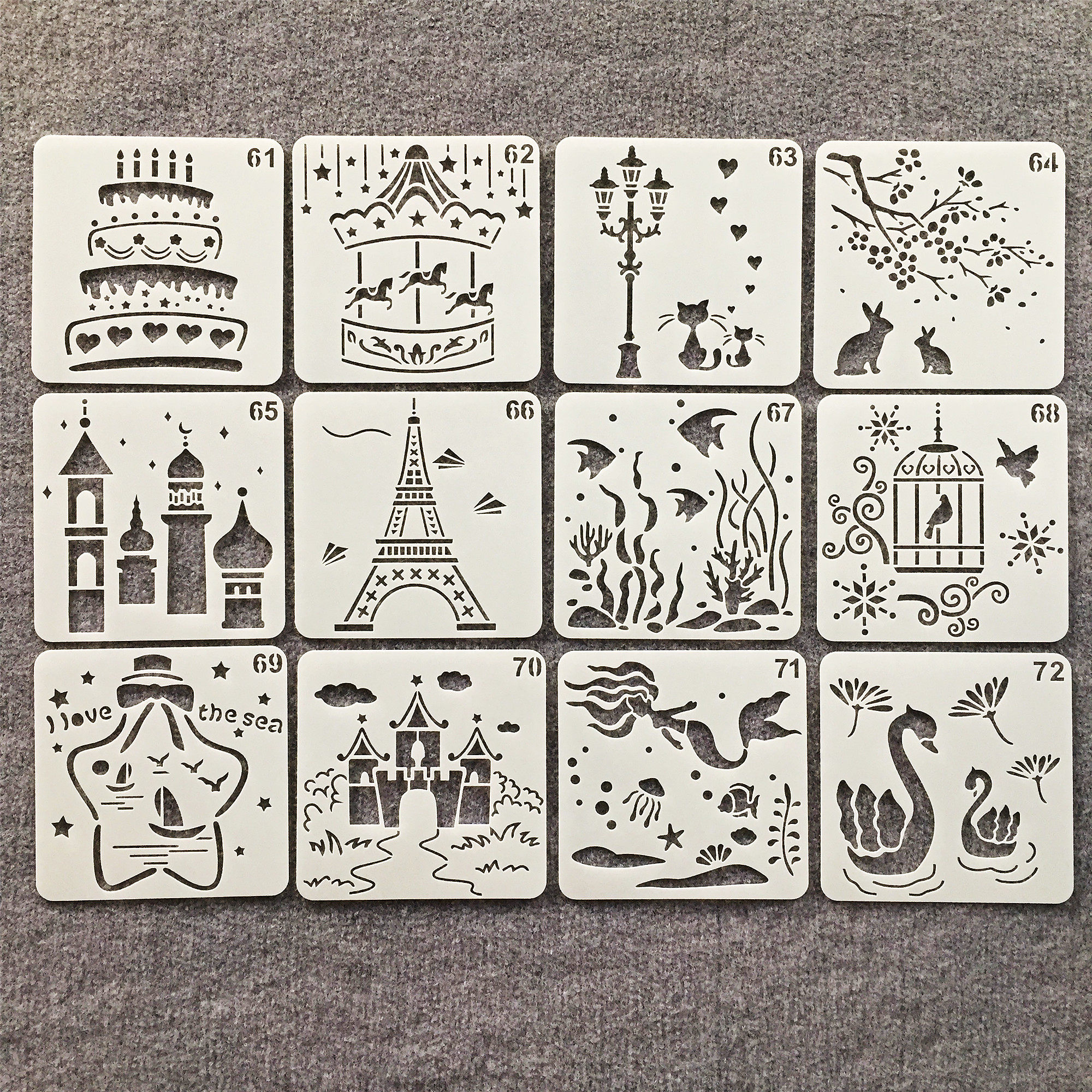 新款镂空手账花边绘画儿童学生画画手工制作辅助主题喷涂镂空模板