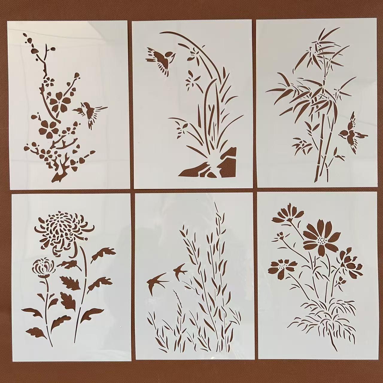 梅兰竹菊花卉手抄报制作模板尺