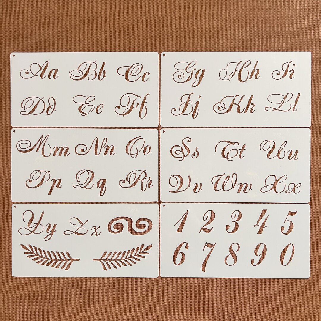 英文字母数字创意镂空绘画手账拓印可重复使用塑料模板尺20*14cm