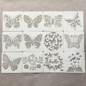 新款 画画20cm模板塑料pet蝴蝶镂空模板跨境热销涂鸦绘画模版