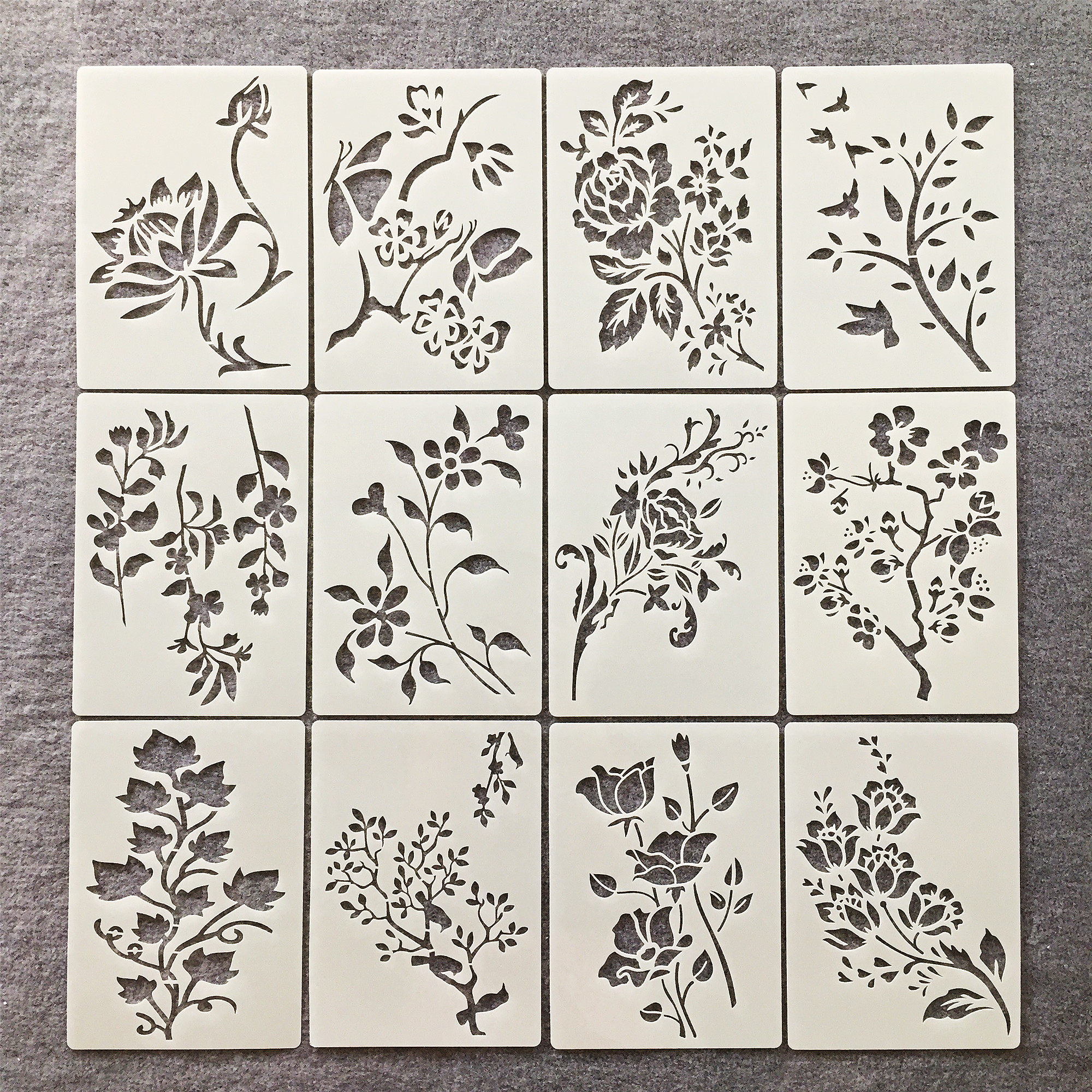 새로운 예술 꽃과 잎 테마 그림 템플릿 맞춤형 중공 벽화 어린이 그림 템플릿 눈금자