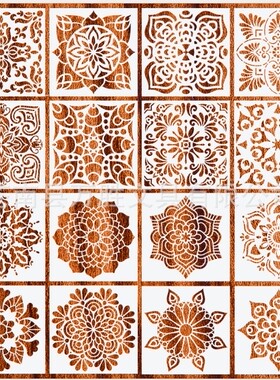 亚马逊跨境Mandala曼陀罗辅助绘画模板瓷砖石头墙绘喷花模板尺镂