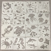 跨境新款 饰涂鸦套装 海洋生物镂空绘画模板 DIY儿童画板PET相册装