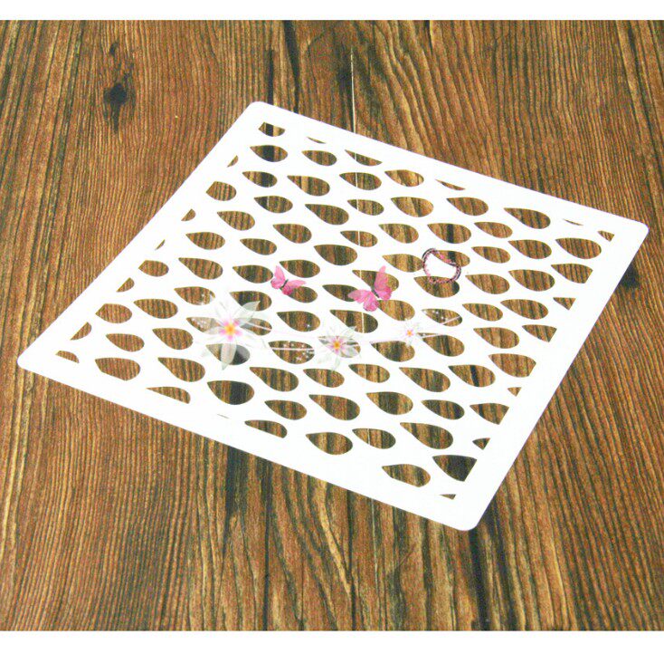 제조 업체 도매 DIY 빗방울 사랑 물방울 인쇄 금형 환경 친화적 인 베이킹 도구 케이크 분말 체 스프레이 꽃 금형