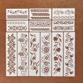 复古风花边装 饰蕾丝花朵纹理工艺塑胶喷漆彩绘手账镂空绘画模板