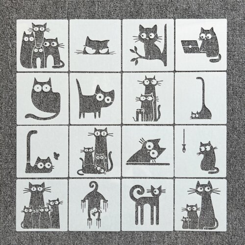 可爱黑猫镂空手账绘画模板尺
