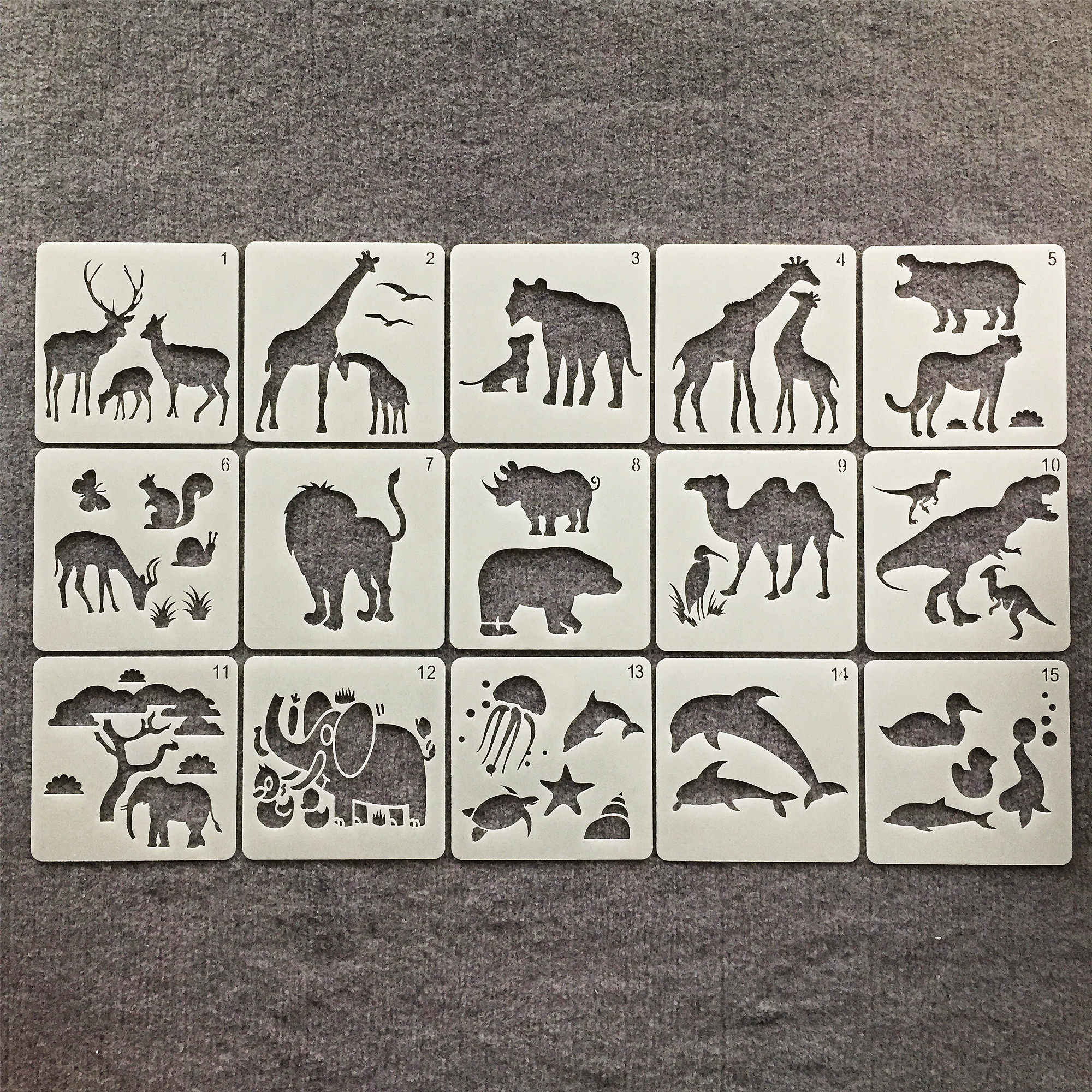 新款剪影绘画幼儿园学生手绘辅助工具石头墙绘卡通镂空模板