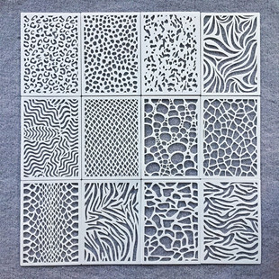 跨境亚马逊豹纹图案 蛇纹创意镂空模板 服装布料手工涂鸦制作