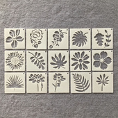 新款 花朵绘画模板蛋糕饼干喷涂绘画涂鸦咖啡拉花辅助镂空模板尺