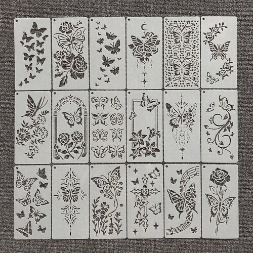 蝴蝶纪元花卉镂空手账涂鸦模板