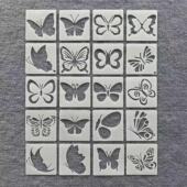 新款 蝴蝶图形绘画儿童手账制作蛋糕饼干喷涂拉花辅助镂空画板模板