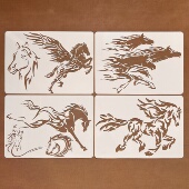 千里马系列绘画手账手抄报镂空彩绘喷漆漏印自由填色塑料模板尺