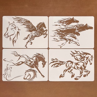 千里马系列绘画手账手抄报镂空彩绘喷漆漏印自由填色塑料模板尺