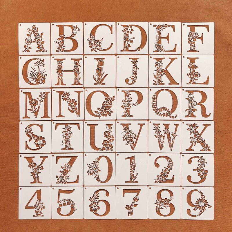 复古英文字母数字镂空绘画模板手工diy涂鸦墙绘手账喷漆装饰素材