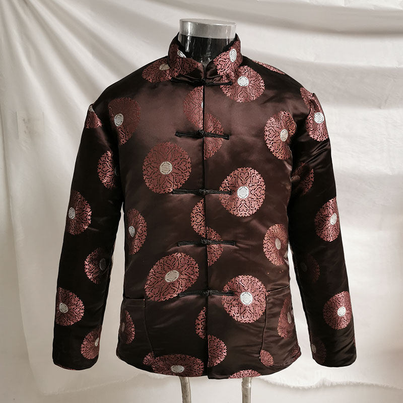 锦缎男唐装上衣纯棉花棉服加厚民族风服装立领盘扣高端复古手工