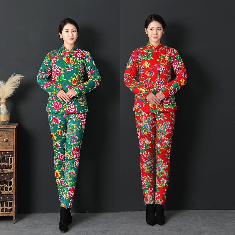 斜襟冬季棉花手工棉衣棉裤套装加厚盘扣立领棉袄复古中式东北大花,女装/女士精品,棉衣/棉服,淘宝优惠券,粉丝福利购,淘宝优惠卷