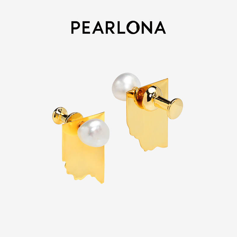 PEARLONA啊哈时刻图钉耳环复古个性耳钉女珍珠耳饰 幂幂秦施同款