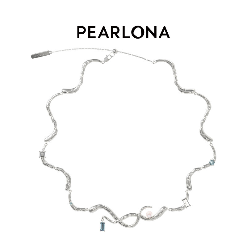 PEARLONA章鱼腿巴洛克珍珠项链波浪锁骨链 小众高级感choker颈饰