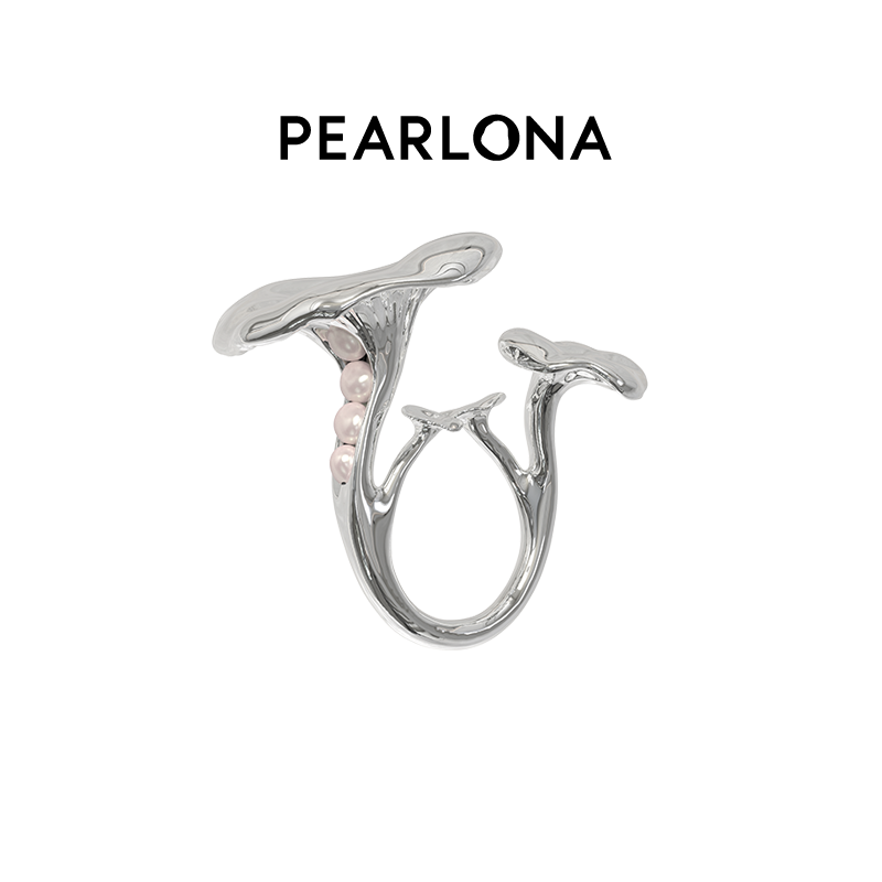 PEARLONA23新品危险花园淡水巴洛克珍珠女士褶伞群菇戒指指环饰品