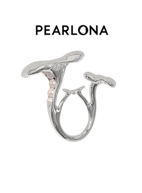 PEARLONA23新品危险花园淡水巴洛克珍珠女士褶伞群菇戒指指环饰品