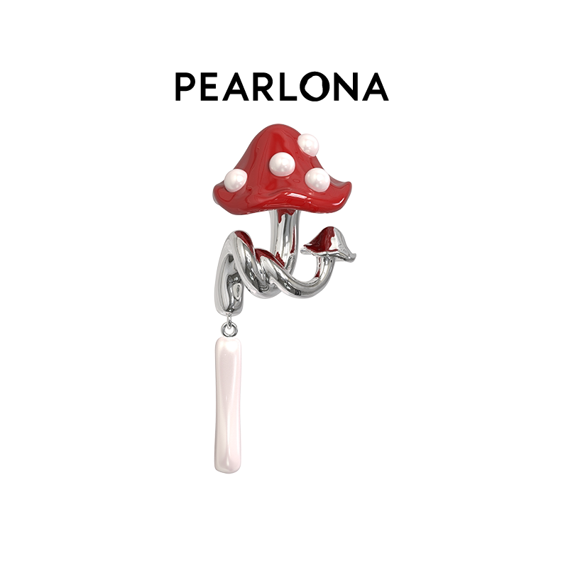 PEARLONA23新品危险花园淡水巴洛克珍珠女士膏菇胸针饰品
