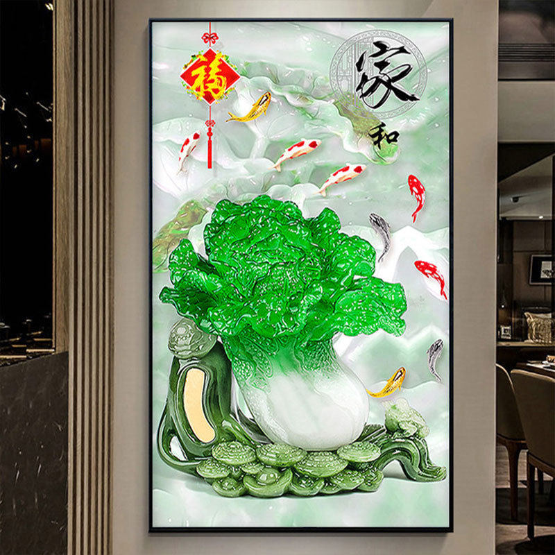 다이아몬드 백 부와 축복 다이아몬드 자수 현관 및 아홉 물고기 그림 상서로운 축복 교수형 그림으로 가득한 새로운 중국 스타일의 5D 다이아몬드 그림