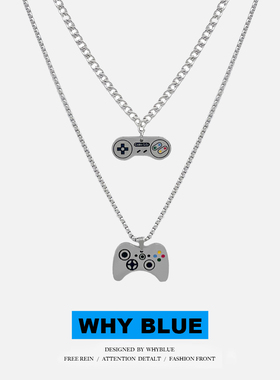 WHYBLUE 原创游戏机手柄项链男嘻哈街头小众百搭秋冬叠戴毛衣链酷