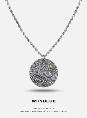 WHYBLUE 小众设计个性星月山河项链男潮痞帅设计感小众高级感潮牌