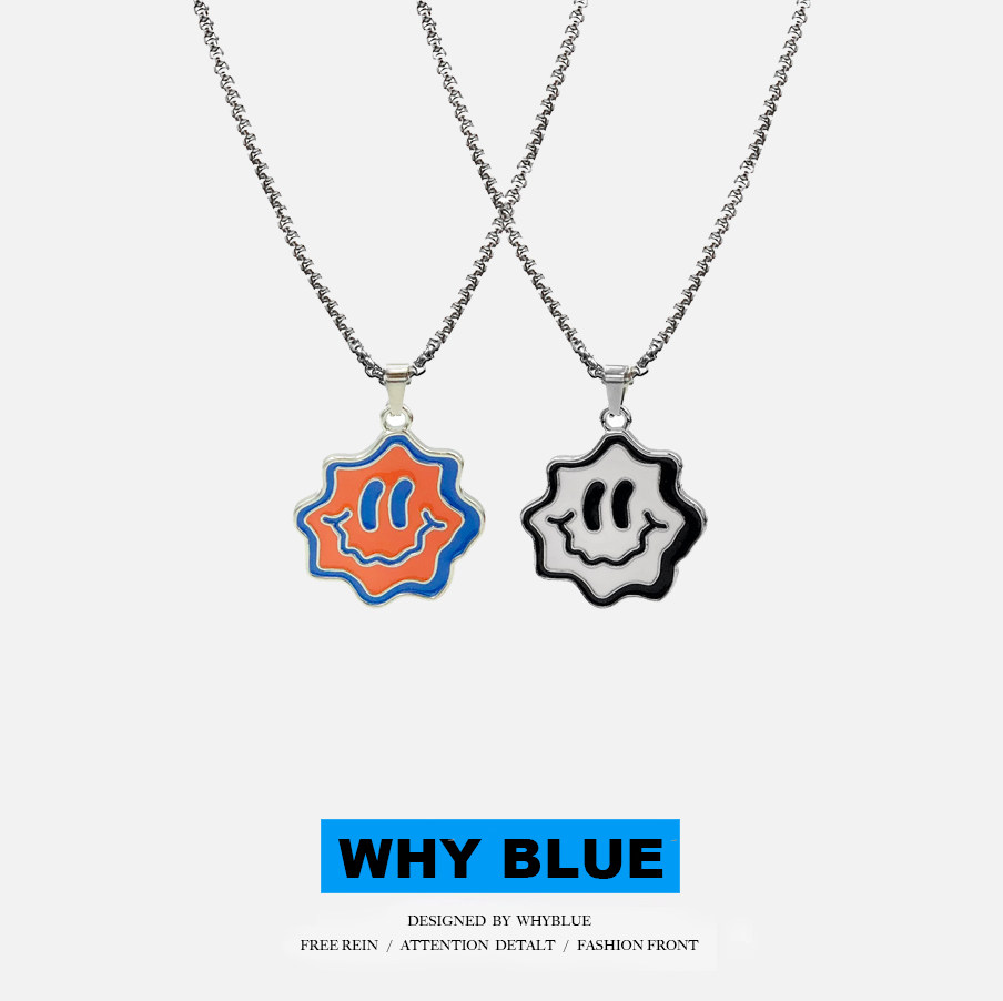 WhyBlue 自制卡通表情项链笑脸嘻哈情侣个性简约原创设计街头配饰