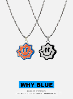WhyBlue 自制卡通表情项链笑脸嘻哈情侣个性简约原创设计街头配饰