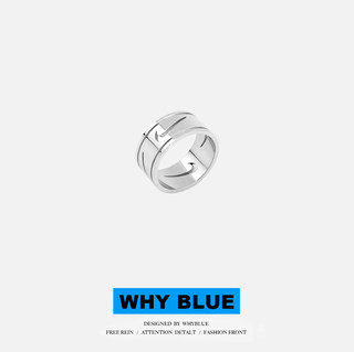 WhyBlue 简约勾勾戒指男女冷淡风食指钛钢饰品个性时尚ins潮情侣