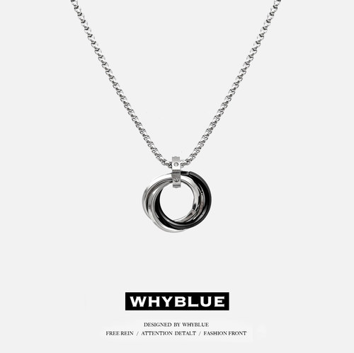 whyblue合金方珠链长款项链