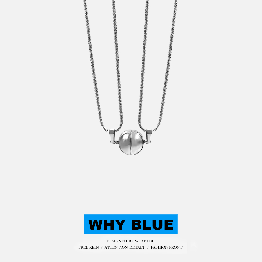 whyblue 情侣吸铁石项链时尚个性小众设计链子抖音爆款钛钢不掉色