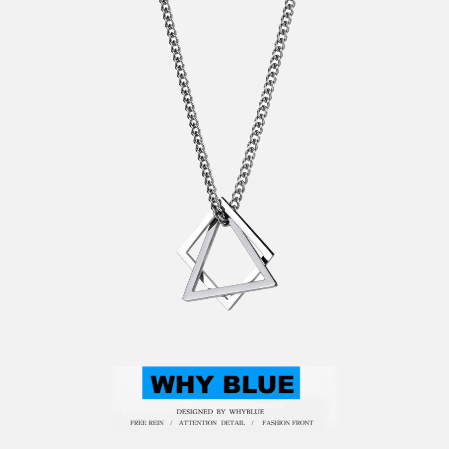 WhyBlue 钛钢几何三角多边形理科生项链个性小众设计感嘻哈淬火潮