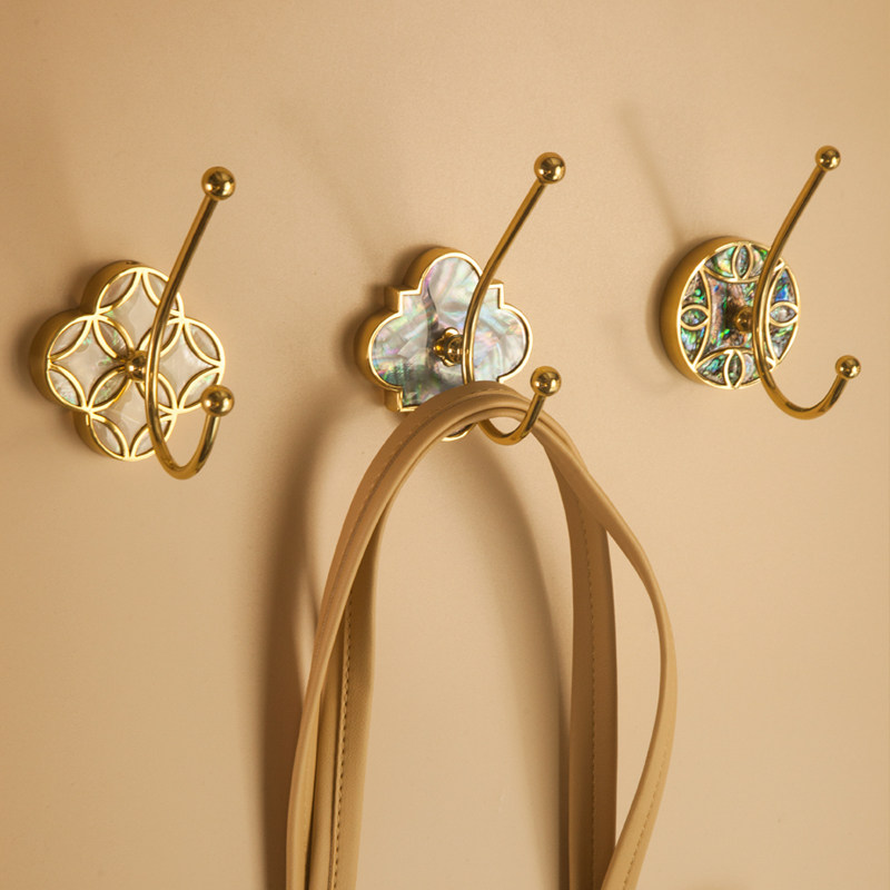 法式创意轻奢黄铜贝壳手工衣服衣帽挂钩免钉挂衣钩黄铜免打孔粘钩,基础建材,挂衣钩,淘宝优惠券,粉丝福利购,淘宝优惠卷