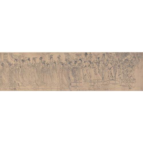 吴道子八十七神仙卷87国画工笔画白描古代名画复制复古字画装饰画
