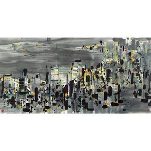 1:1吴冠中夜香港名家真迹国画艺术微喷名画复制品临摹客厅装饰